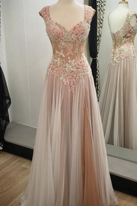Hot Sale Appliques Prom Dress,Custom Made Prom Dress,Lace Prom Gowns,Sexy Women Dress,A line Evening Dress