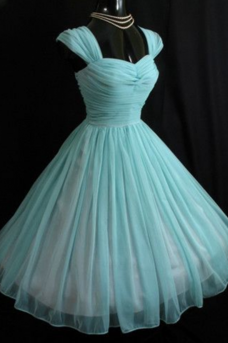 1950s Vintage A Line Blue Prom Dress Sleevless Mini Short Homecoming Party Dress Gowns