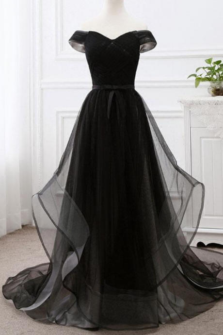 Prom Dresses Off Shoulder Prom Dress,elegant Tulle Party Dress,sexy Evening Dress With Trailing,custom Made