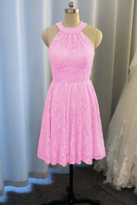 pink bridesmaid dresses, lace bridesmaid dresses, short bridesmaid dresses, halter bridesmaid dresses, new arrival bridesmaid dresses, mini bridesmaid dresses, fashion bridesmaid dresses, pink evening dress, evening gowns