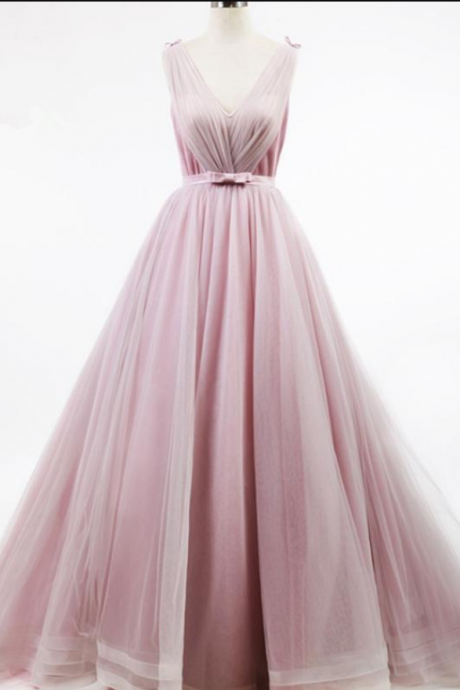 V Neck Prom Dress, Sexy Tulle Prom Dresses, Long Evening Dress, Formal Gowns,