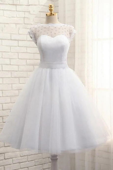 Prom Dresses Beaded Short Simple Wedding Party Dress, Short Bridal Dress Prom Dress