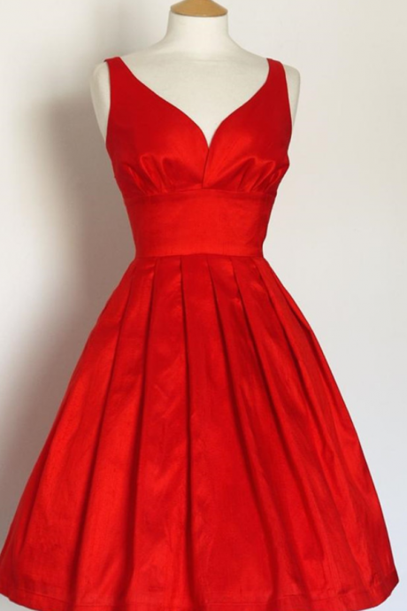 Sweetheart Red Taffeta Vintage Party Dress Short