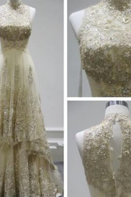 Charming Prom Dress, Sexy Evening Dresses,high Neck Prom Dress, Lace Formal Evening Dress, Long Prom Dress