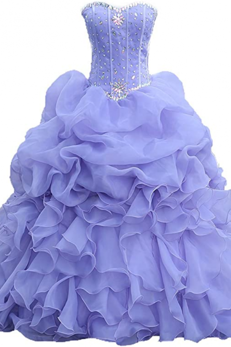 Beaded Quinceanera Dress 2019 Ruffles Ball Gown Prom Dress Plus Size