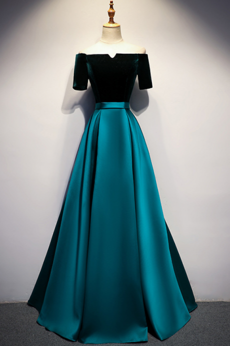 Velvet And Satin, Off Shoulder Prom Dress, Elegant Evening Gowns,custom Made