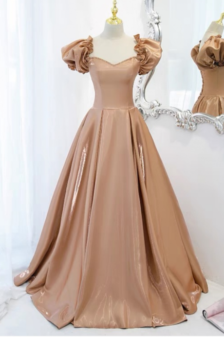 Bubble sleeve evening dress,light luxury dress, noble birthday party fashion dress,custom made
