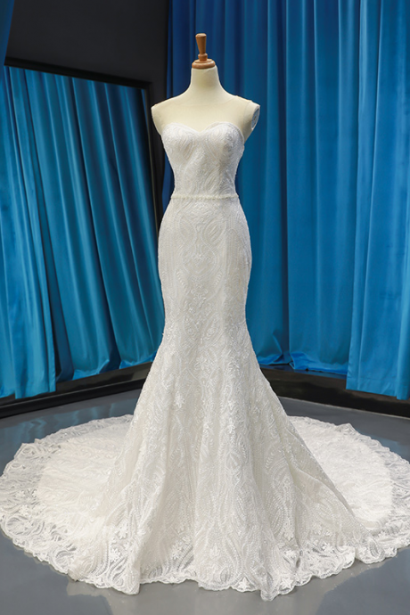 Korean waist closing fishtail luxury wedding dress 2022 new bride French dress super fairy small Tuxedo
