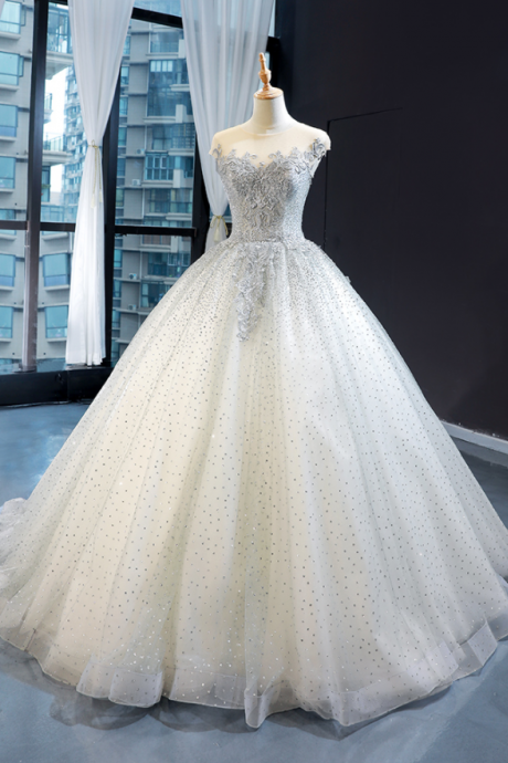 2021 new bride's French light wedding dress sequins are simple and thin, super fairy one shoulder tail fluffy skirt