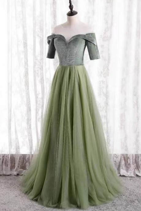 Style, Long Prom Dress,green Dress, Fresh Party Dress,custom Made