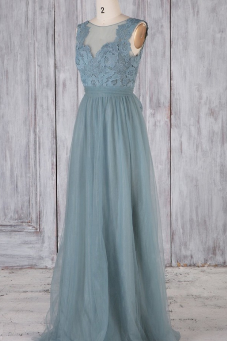 Stunning Long Lace Bridesmaid Dress,