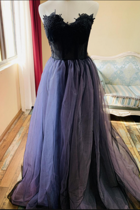 Strapless Prom Dress,sexy Party Dress,charming Evening Dress With Lace,queenie Prom Unique,custom Made