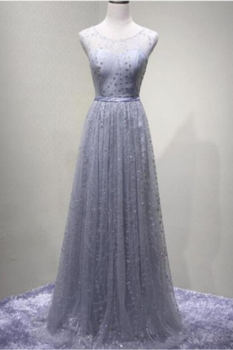 Silver Gray Long Prom Dress, Formal Evening Dress, Women Dress