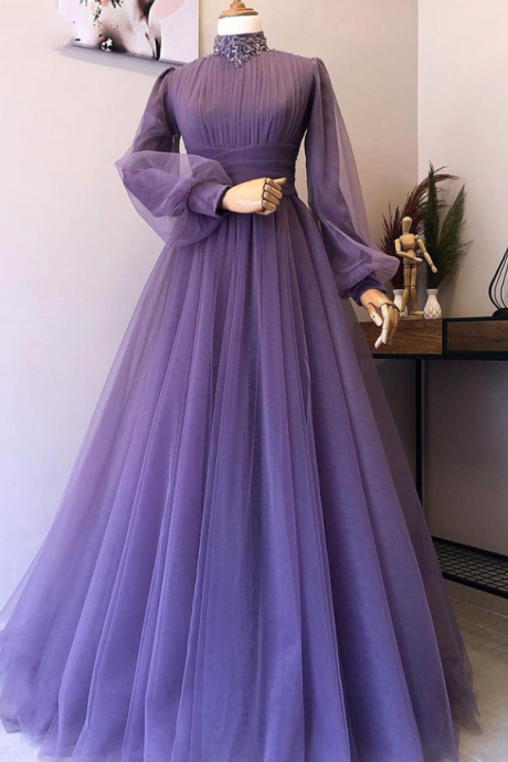 Prom Dresses Moroccan Caftan Applique Formal Party Gown Arabic Dubai Muslim Long Sleeves Women Evening Dress