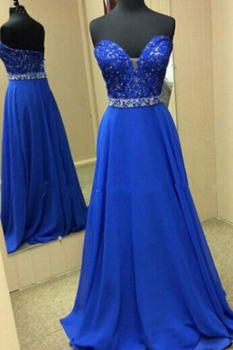 Beautiful Custom Made Blue Sweetheart Prom Dresses Blue Prom Dreses, Simple Prom Dresses, Evening Dresses