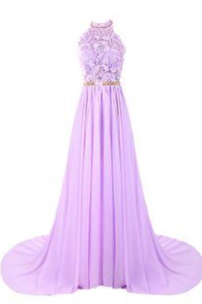 Charming Purple Prom Dresses, Backless Chiffon Prom Dresses, Long Evening Dress, Formal Women Dress