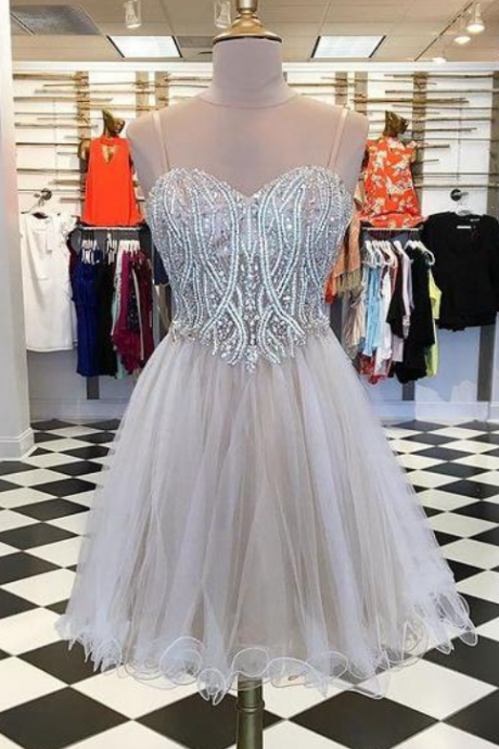 Two Pieces Short Prom Dresses With Beading,homecoming Dress,dance Dresses