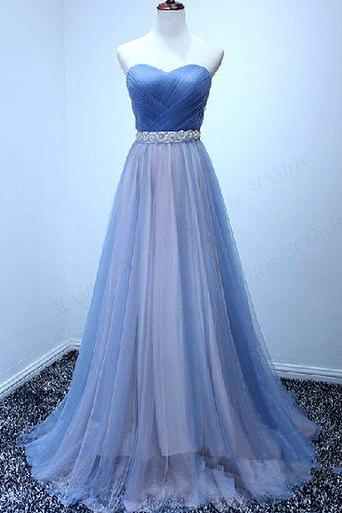 Beautiful Tulle Handmade Sweetheart Long Prom Dress,prom Gowns,evening Dresses