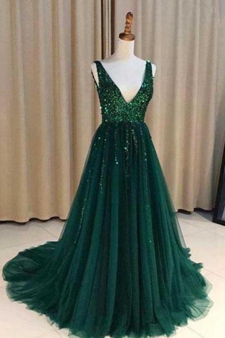 Green Prom Dress, Evening Dress, Winter Formal Dress,Pageant Dance Dresses, Graduation School Party Gown