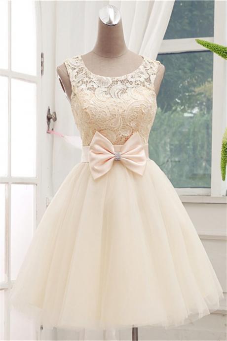 Homecoming Dress,lace Homecoming Dresses,short Prom Gown,champagne Homecoming Gowns