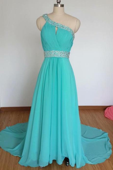 One Shoulder Chiffon Evening Dresses A Line Prom Gowns