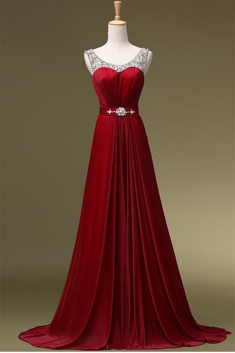 Handmade Prom Dress, Real Made Prom Dress,Red Prom Dress,Discount Prom Dress,Custom Prom Dress,Beaded Prom Dress,Chiffon Prom Dress