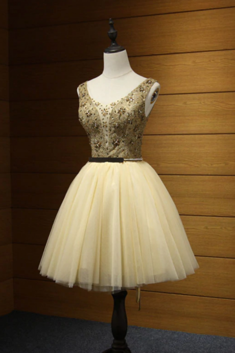 Homecoming Dresses,Cute tulle lace short prom dress, cute evening dress
