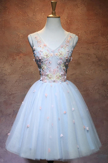 Homecoming Dresses,v Neck Tulle Short Prom Dress, Homecoming Dress