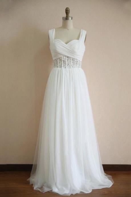 Prom Dress,white Prom Dress,vintage Tulle Prom Dresses,v Neck Evening Gowns,party Dress,custom Made Prom Dress,long Prom Dresses, Prom