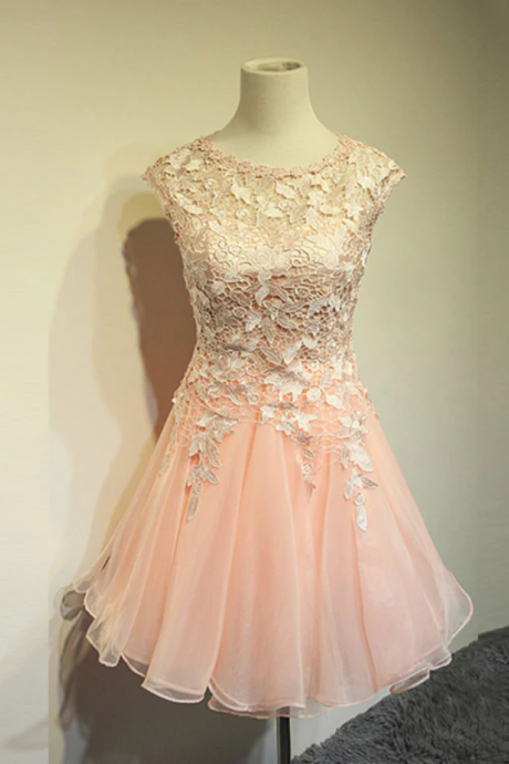 Homecoming Dresses,cute Round Neck Lace Short Prom Dress,homecoming Dress