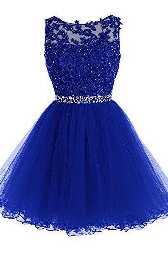 Homecoming Dress,Cute Homecoming Dress,Tulle Homecoming Dress,Short Prom Dress,Royal Blue Homecoming Gowns,Beaded Sweet 16 Dress