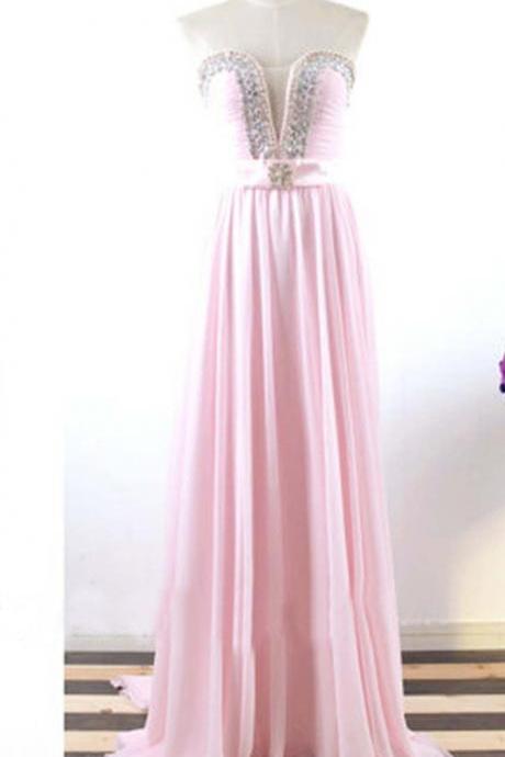 Pink Prom Dresses,strapless Prom Dress,beaded Prom Gown,sparkly Prom Gowns,elegant Evening Dress,sparkle Evening Gowns,beadings Evening