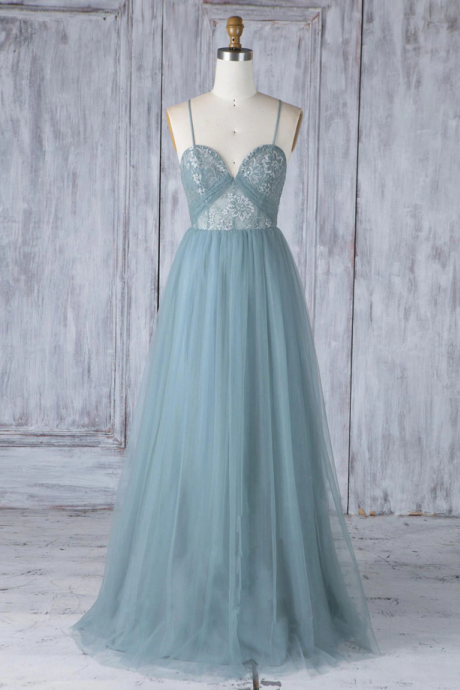 Prom Dresses,simple Sweetheart Neck Tulle Lace Long Prom Dress, Evening Dress
