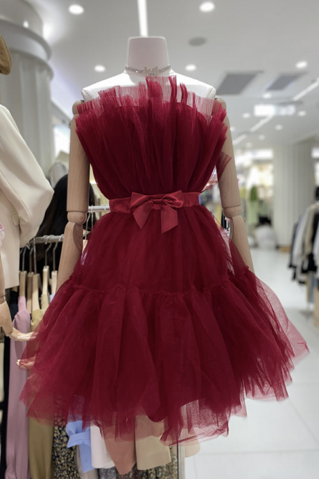 Homecoming Dresses,cute Tulle Party Dress With Bow, Lovely Formal Dresses Homecoming Dress