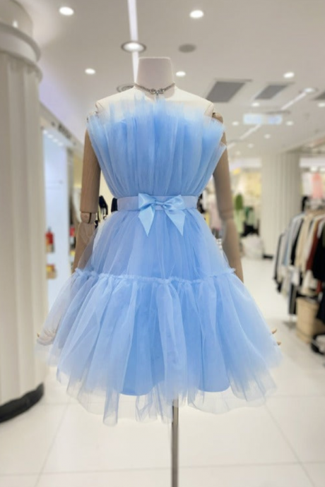 Homecoming Dresses,tulle Party Dress With Bow, Lovely Formal Dresses Homecoming Dress
