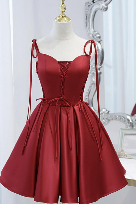 Homecoming Dresses,satin Lace-up Short Prom Dress Party Dress