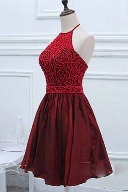 Burgundy Homecoming Dress,beading Homecoming Dresses,cute Party Dress,short Prom Dress,sparkly Homecoming Dresses,elegant Formal Gown