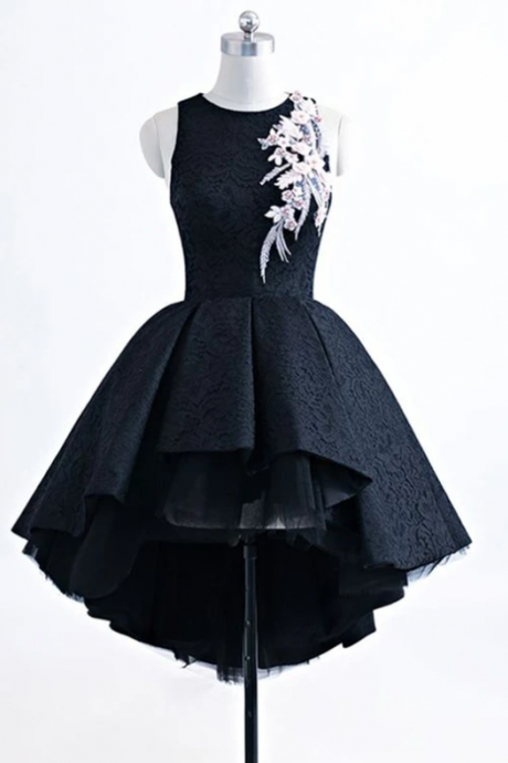 Chic Black Homecoming Dress, Lace Vintage Homecoming Dress
