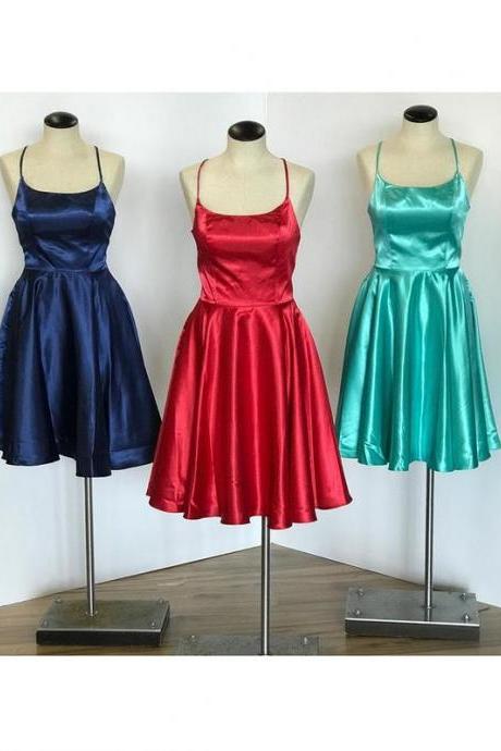 Satin Homecoming Dresses, A-line Short Party Gowns