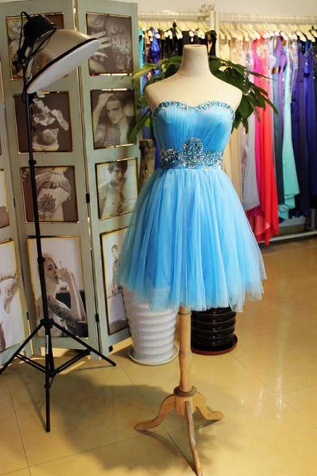 Beautiful Tulle Beaded Cute Homecoming Dress, Charming Short Party Dress