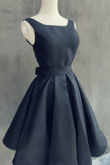 Black Satin Cute Formal Dresses, Lovely Short Prom Dress, Party Dress