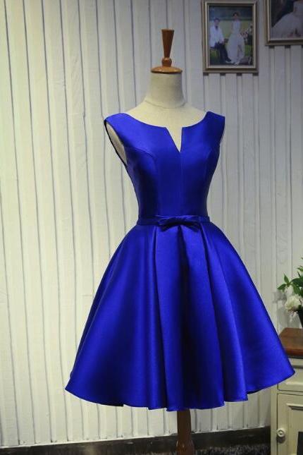 Satin Knee Length Homecoming Dress, Beautiful Party Dresses, Wedding Party Dresses