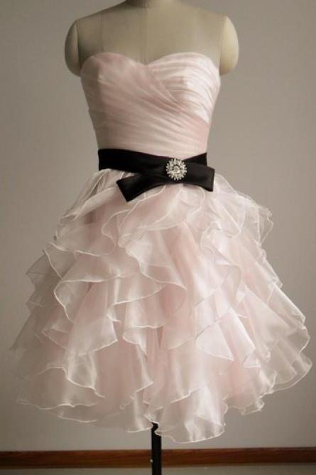 Adorable Cute Organza Light Pink Short Formal Dress, Teen Formal Dress, Lovely Party Dress