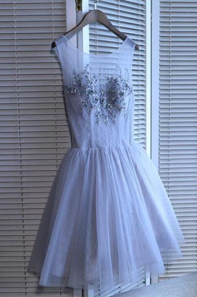 Tulle Round Neckline Short Party Dresses, Homecoming Dresses
