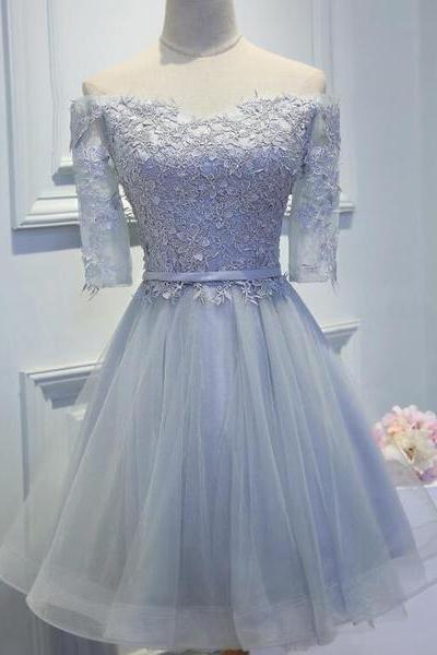 Tulle Lace Homecoming Dresses , Lovely Off Shoulder Party Dresses, Cute Formal Dresses
