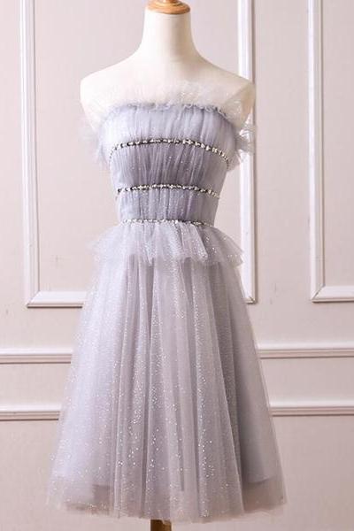 Tulle Beaded Short Party Dress, Tulle Formal Dress, Homecoming Dress