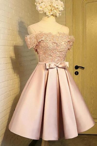 Lovely Pink Short Lace Homecoming Dresses, Grade Prom Dresses, Graduation Formal Dresses