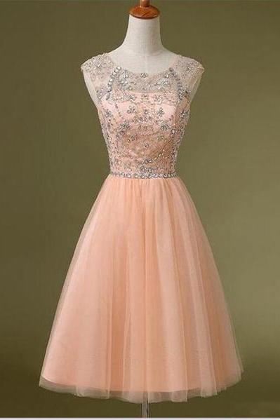 Pearl Pink Short Cute Homecoming Dress, A Line Prom Dress, Party Dress
