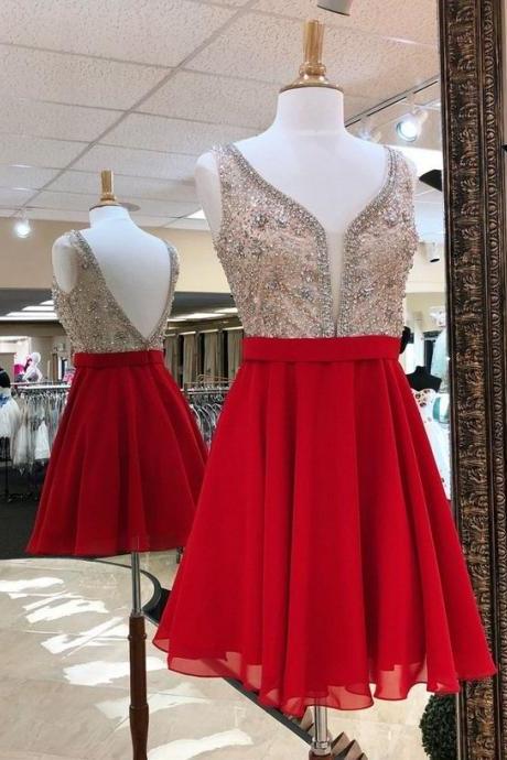 Winter Homecoming Dress, V Neck Pageant Dance Dresses, Back To School Party Gown