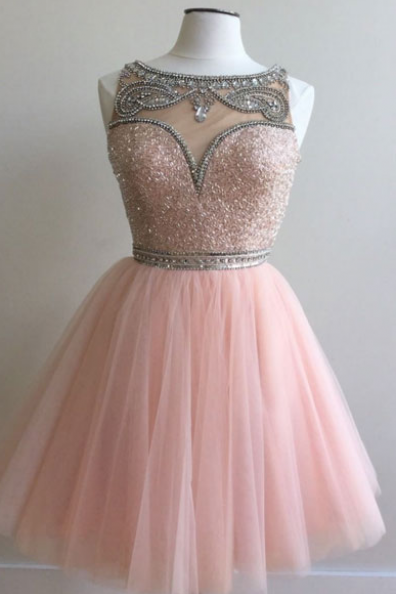 Pink Short Prom Dress, Sequin Pink Homecoming Dress, Cocktail Dress